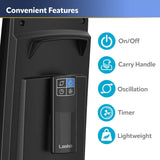 Lasko 38" Hybrid Tower Fan (4-speed, remote, timer, black/silver)