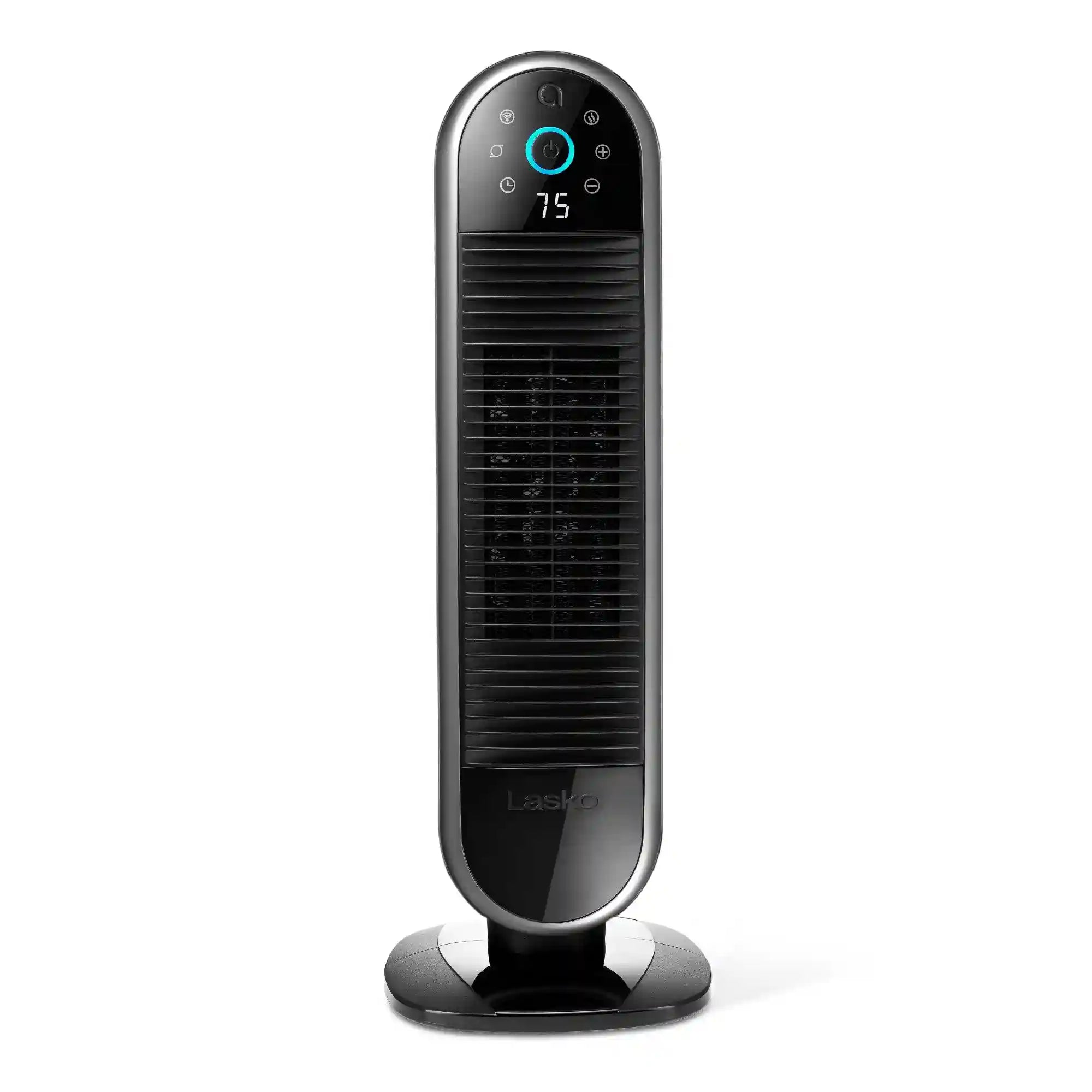 Lasko Aria™ 22" Ceramic Tower Heater (3 heat settings, remote, timer, smart, black)