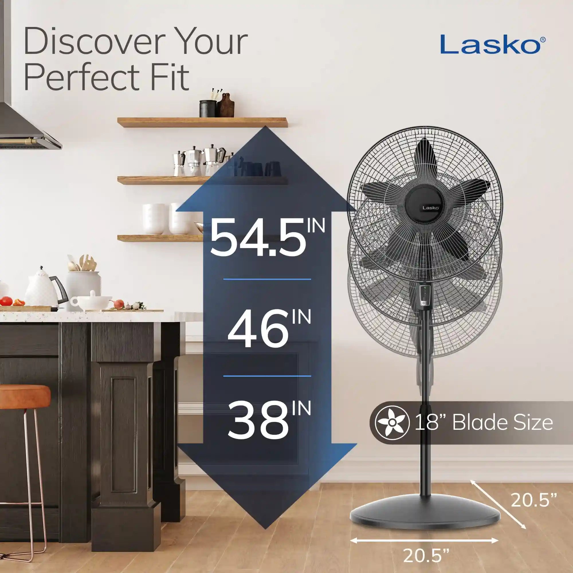 Lasko Cyclone® 18" Pedestal Fan (3-speed, manual, black)