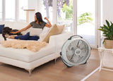 Lasko Wind Machine® 20" Air Circulator Floor Fan (3-speed, manual, 360° airflow, light gray)