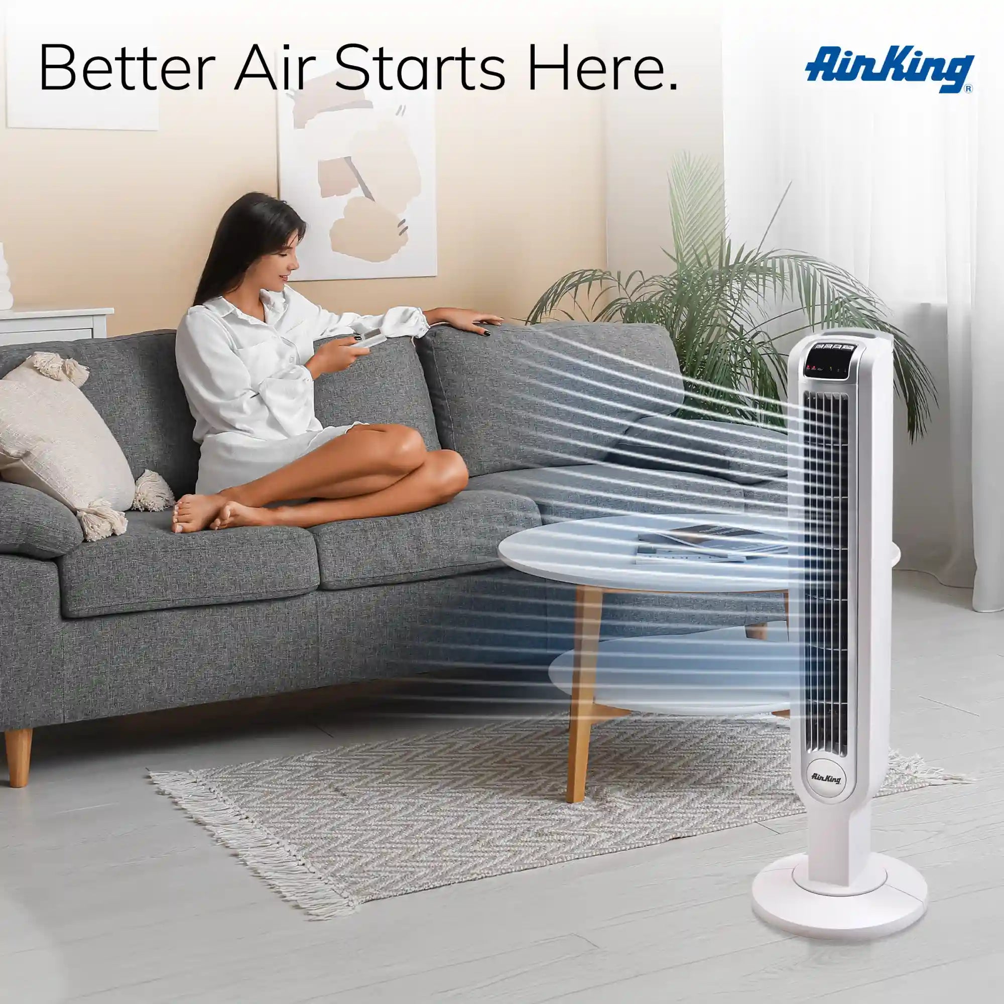 Air King 36" Tower Fan with Remote Control, 9210, White