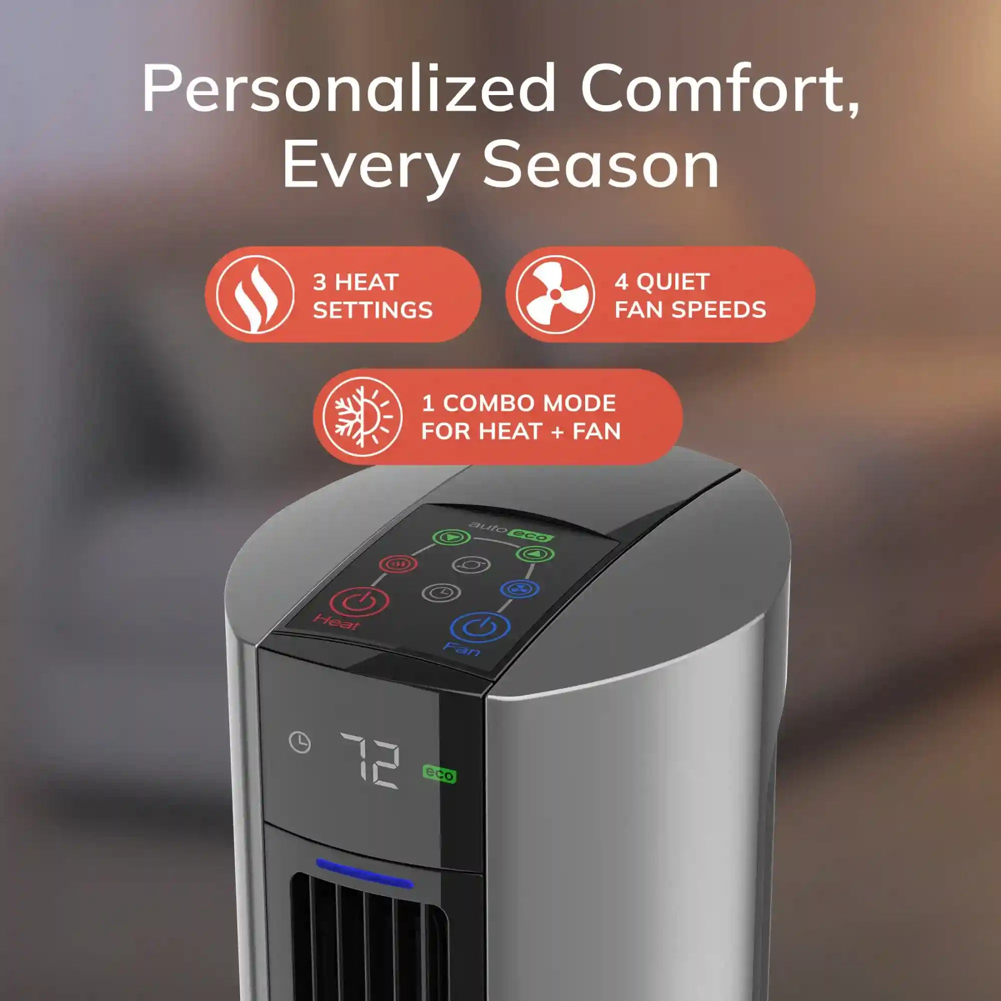 Lasko All Season Tower Fan and Space Heater with Remote, FH515, Black