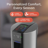 Lasko All Season Tower Fan and Space Heater with Remote, FH515, Black