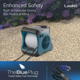 Lasko Misto® Outdoor Misting Fan (3-speed, pivoting, 9' hose, GFCI, blue)