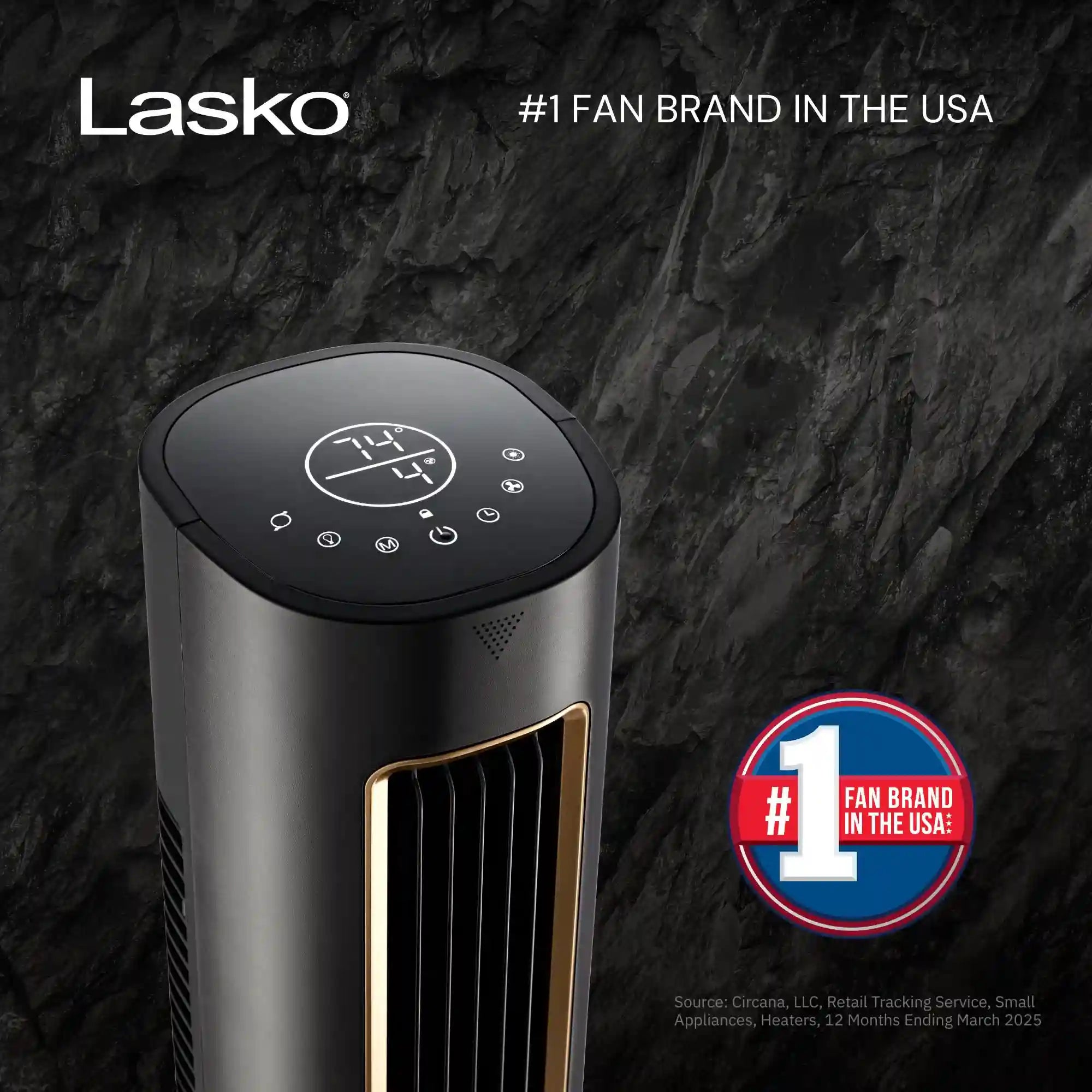 Lasko Summit Whisperforce™ DC 40" Tower Fan (12-speed, remote, black)