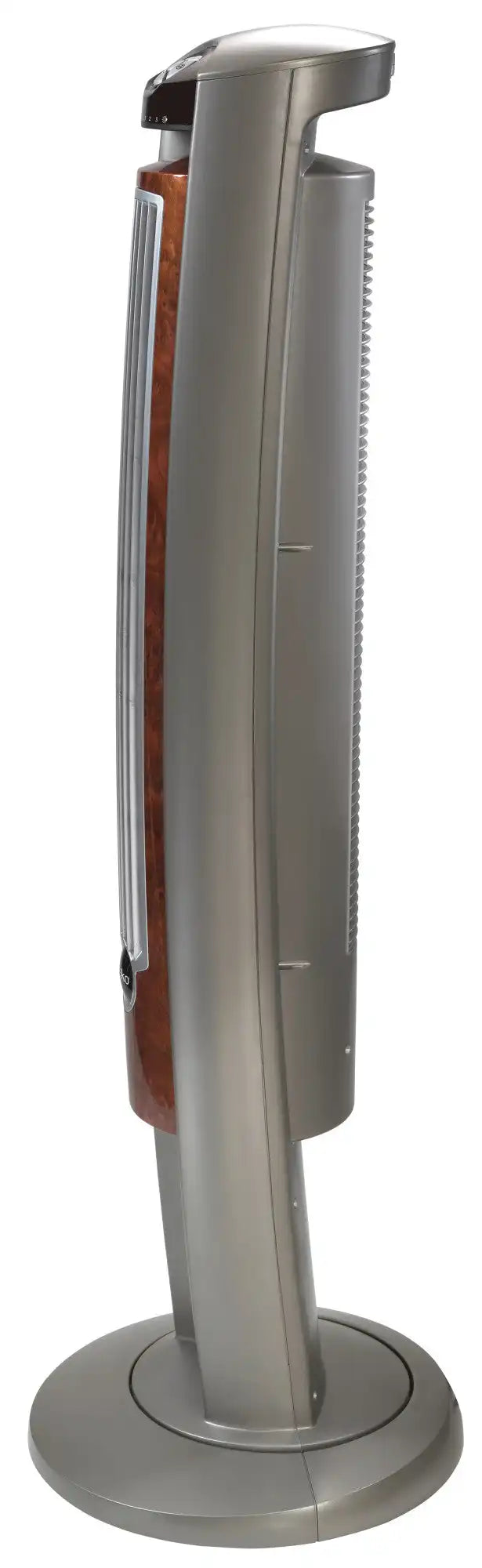 Lasko Wind Curve® 42" Tower Fan (3-speed, remote, timer, gray/woodgrain)