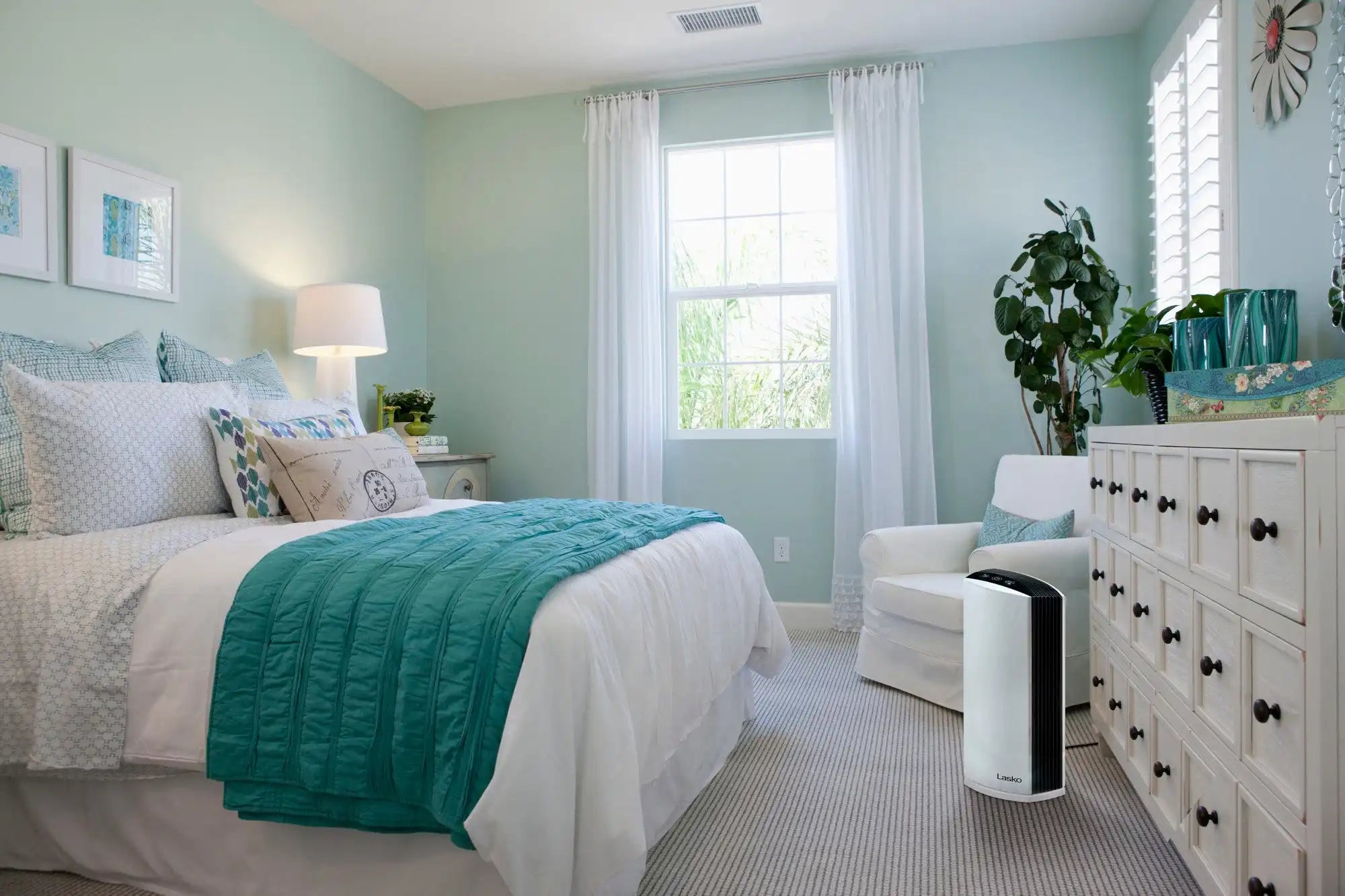 Lasko True HEPA Room Air Purifier with Timer, LP300, White