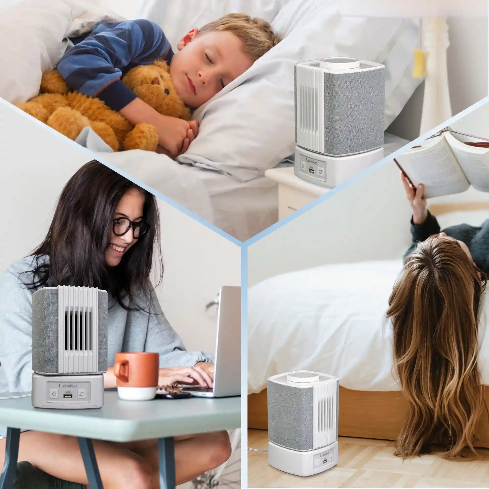 Lasko SlumberBreeze 2-in-1 Table Fan and White Noise Machine, SB101, White