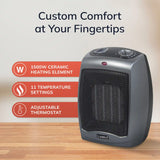 Lasko 9" Ceramic Table Top Heater (2 heat settings, manual, thermostat, tip-over switch, gray)