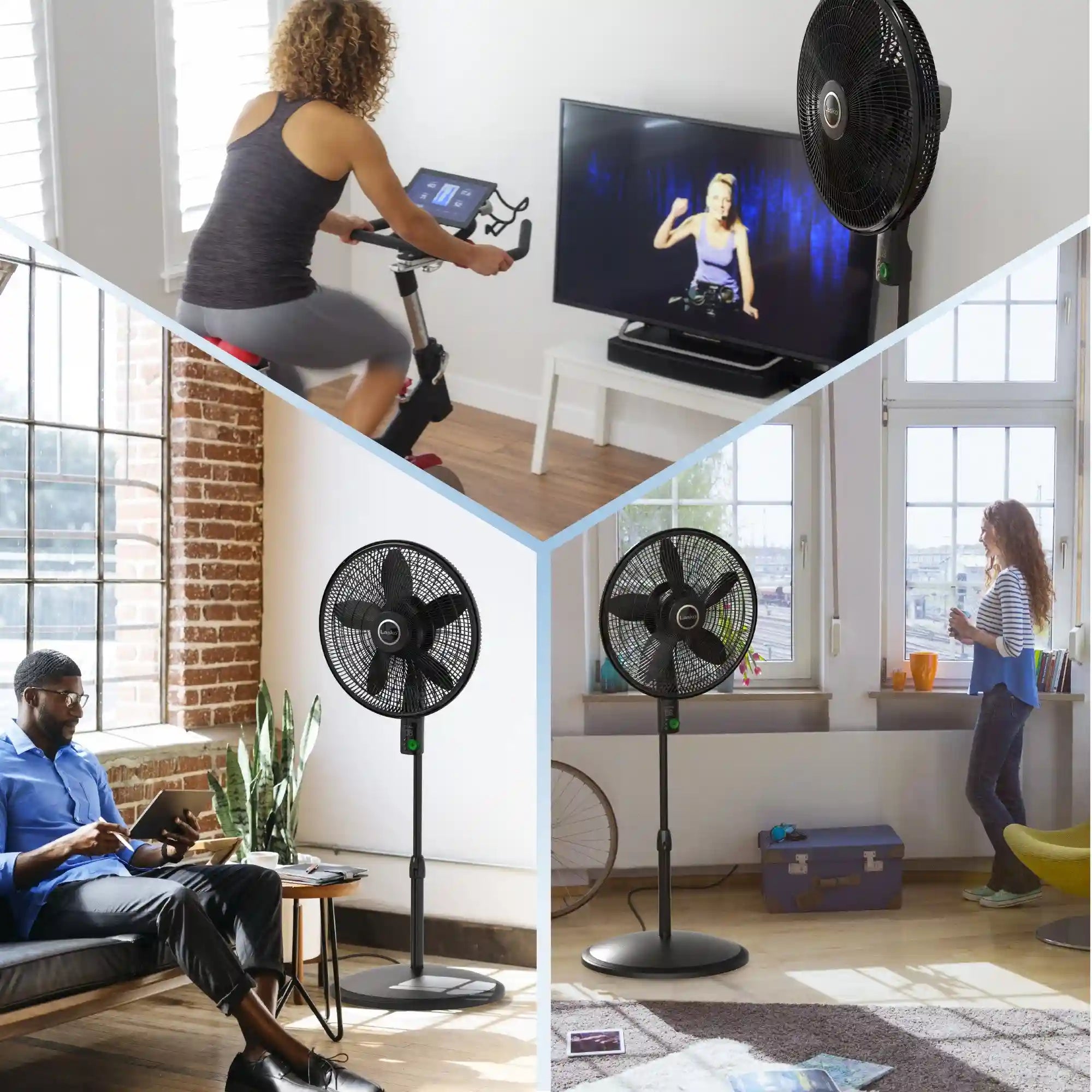 Lasko WhisperForce™ 18" 4-speed EcoQuiet DC Motor Pedestal Fan with Remote & Timer (black, model S18708)