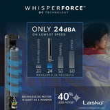 Lasko WhisperForce™ DC 40" Tower Fan (12-speed, remote, timer, air filtration, black)