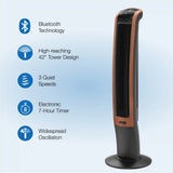 Lasko Wind Curve® 42" Tower Fan (3-speed, remote, timer, bluetooth, black/woodgrain)