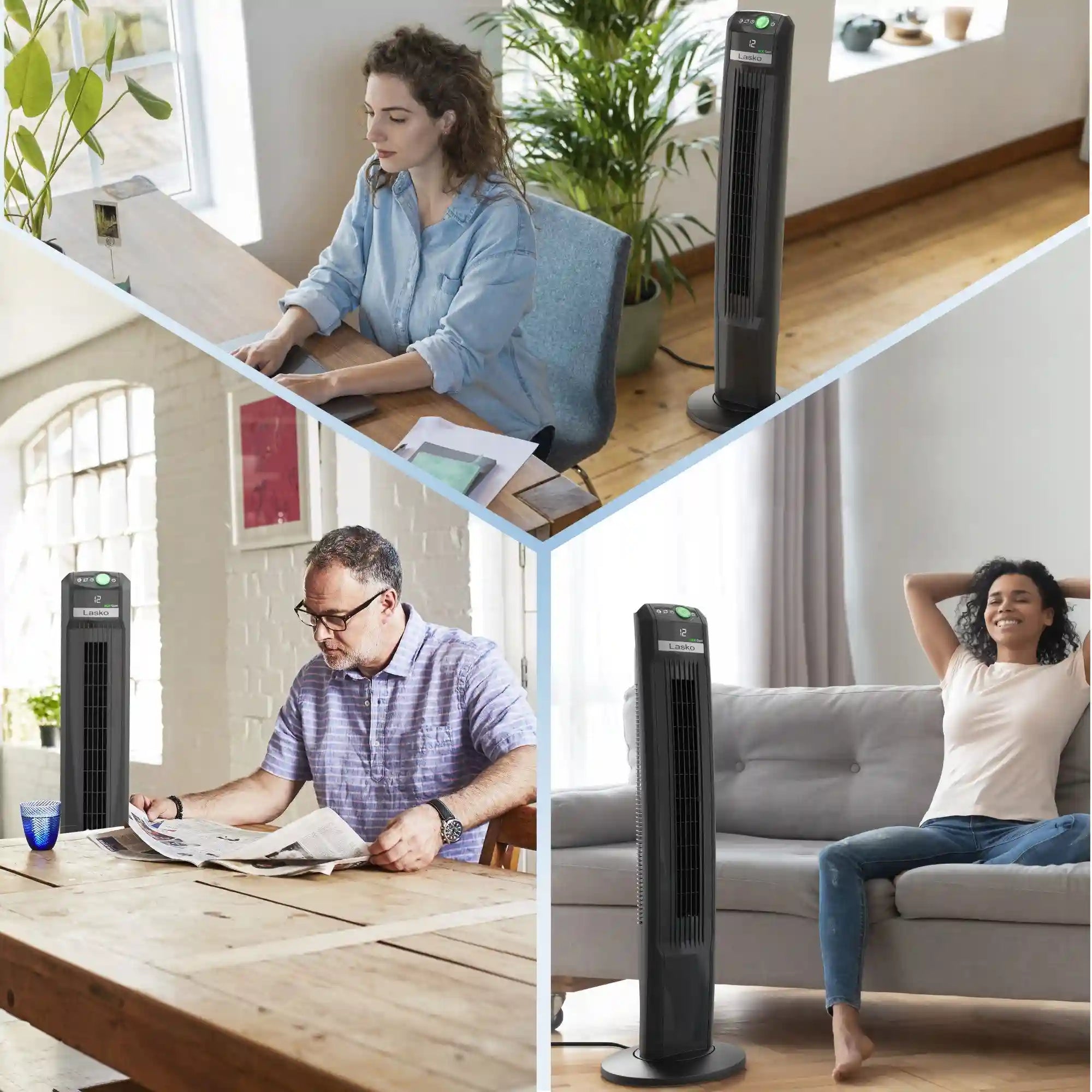 Lasko EcoQuiet DC 42" Tower Fan (12-speed, remote, timer, black)