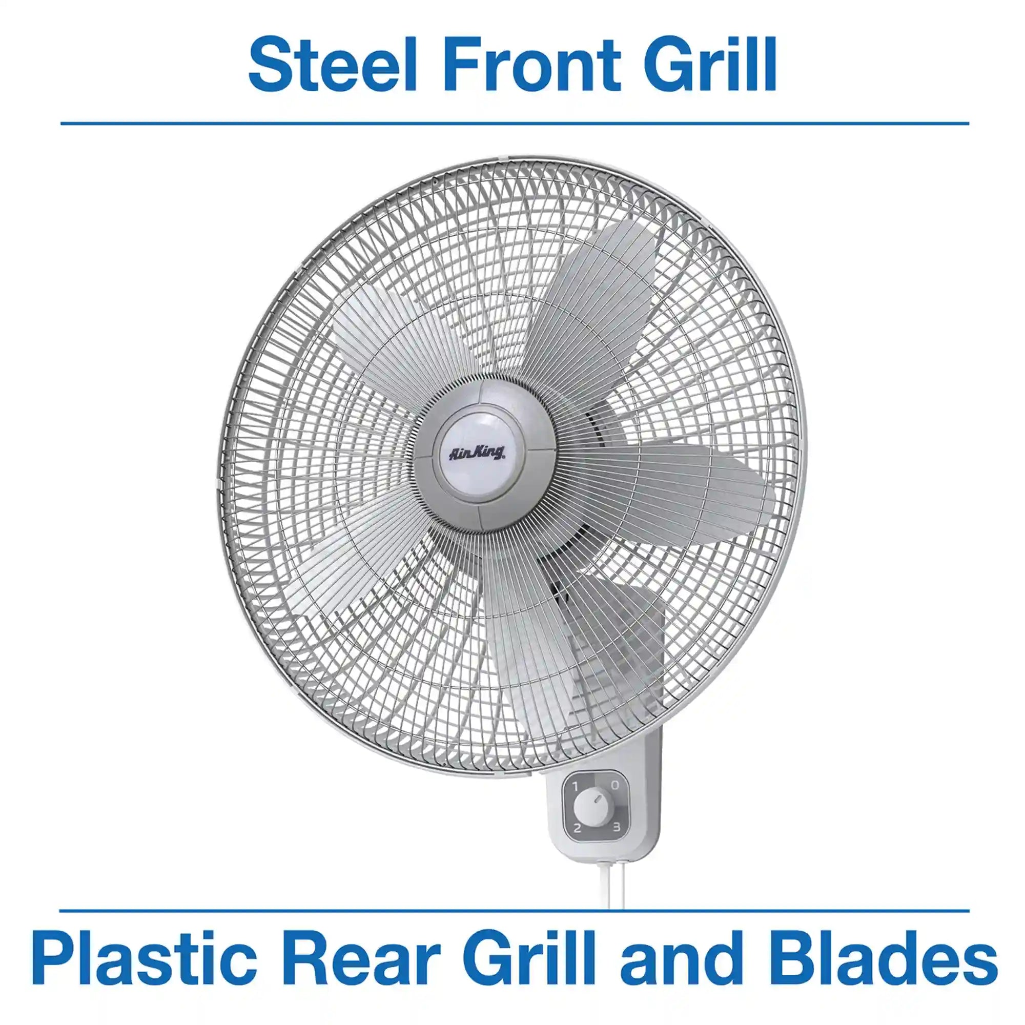 Air King 18" 1/20 HP Commercial Grade Wall Mount Fan (3-speed, manual, white)