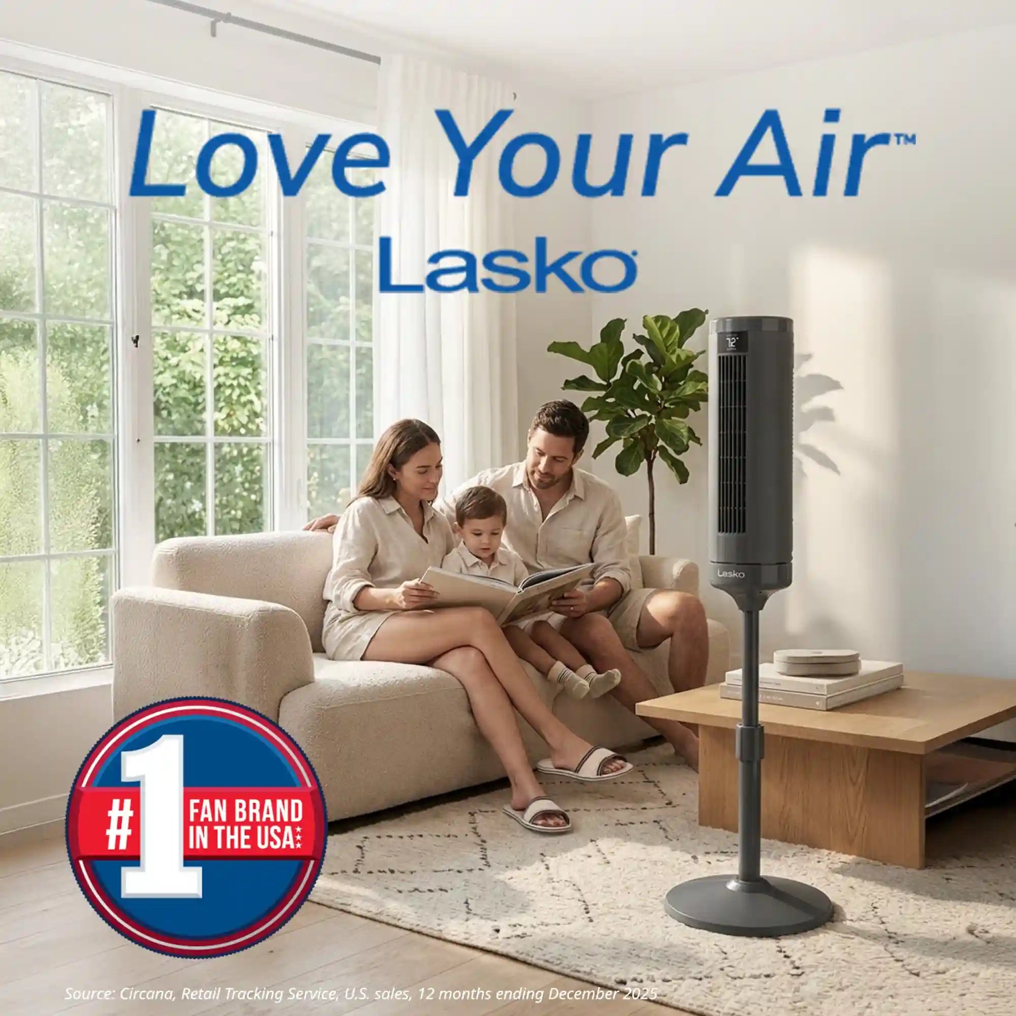 Lasko RTF100 54" Oscillating 8-Speed DC Motor Pedestal Tower Fan with Remote: Gray