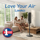 Lasko RTF100 54" Oscillating 8-Speed DC Motor Pedestal Tower Fan with Remote: Gray