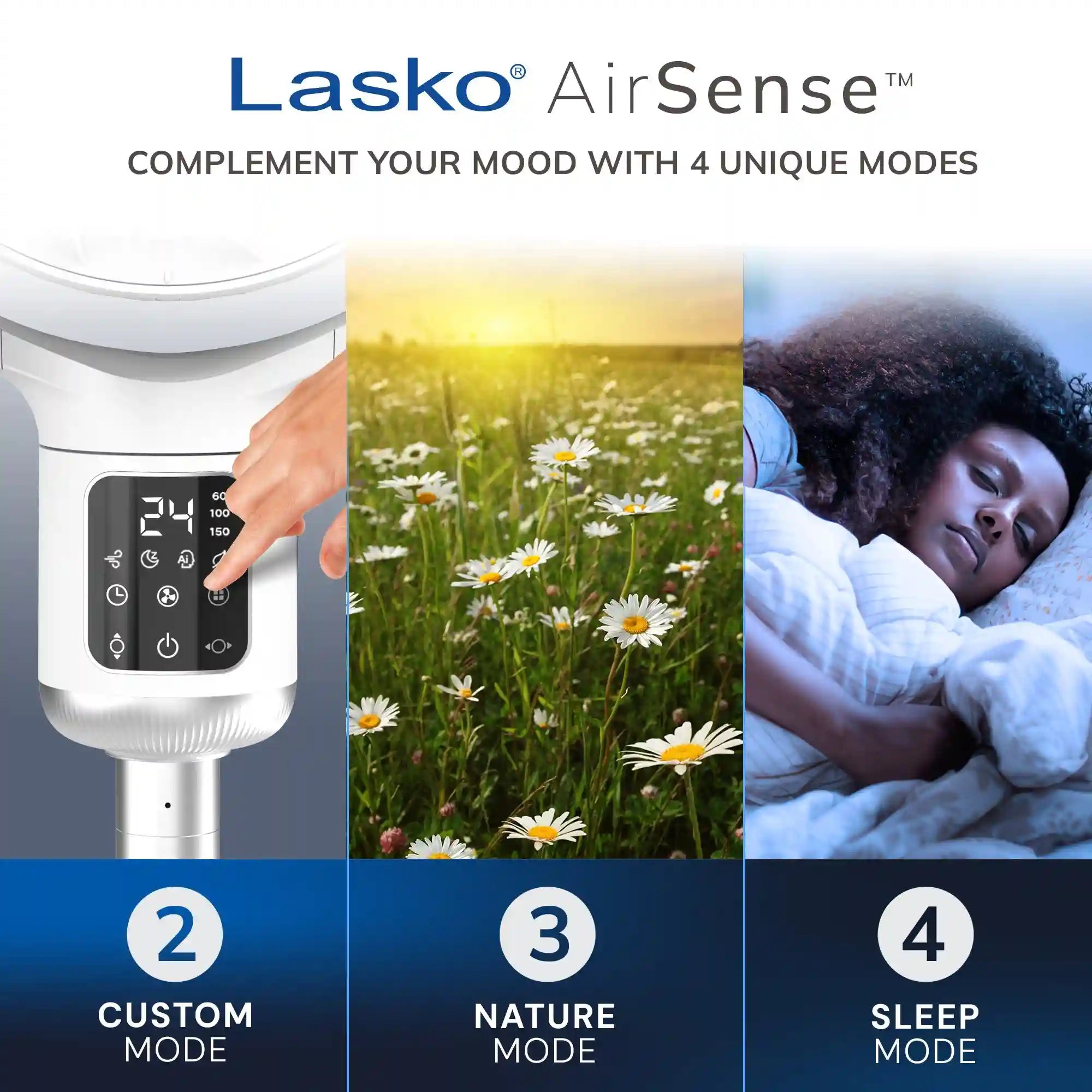 Lasko WhisperForce™ 24-speed DC Motor Pedestal Fan with Remote & Timer (white, model APDC301)