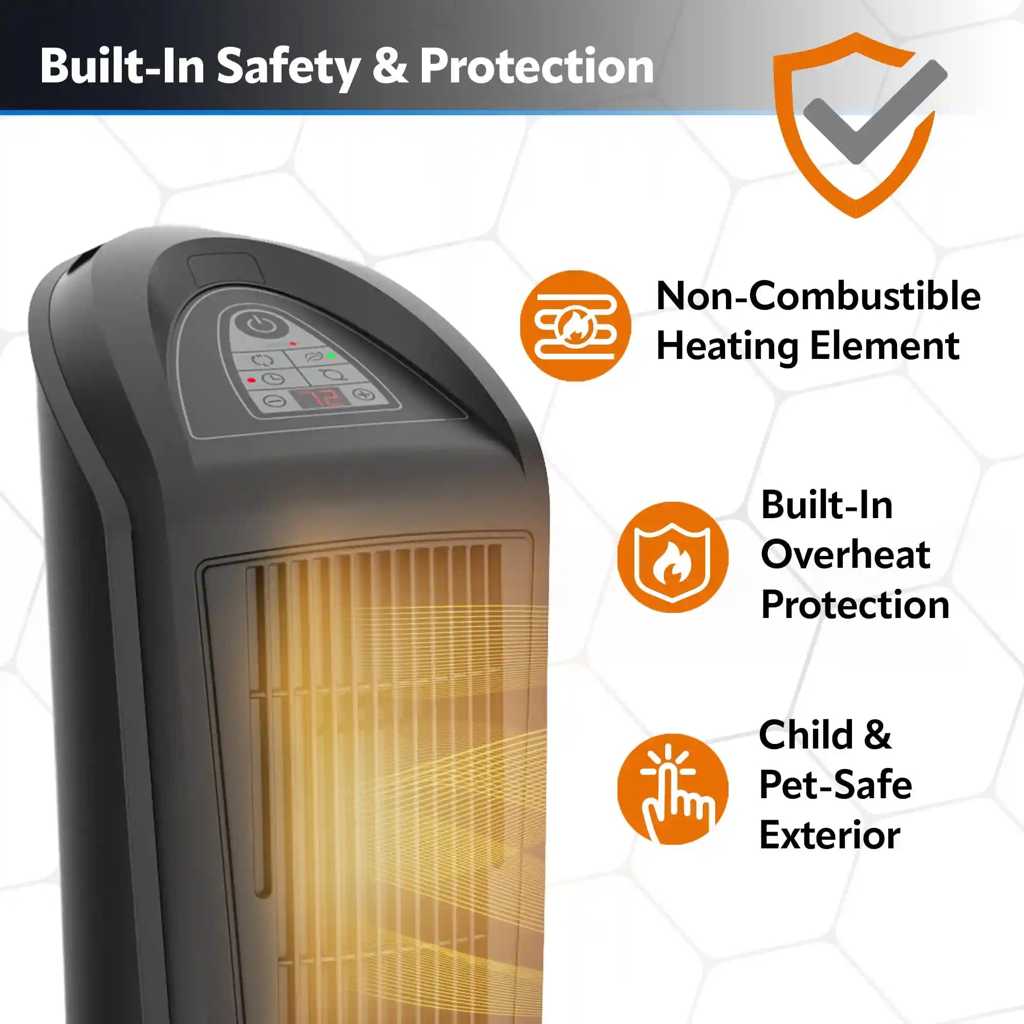 Lasko 23" Ceramic Tower Heater (2 heat settings, remote, timer, thermostat, tip-over switch, black)