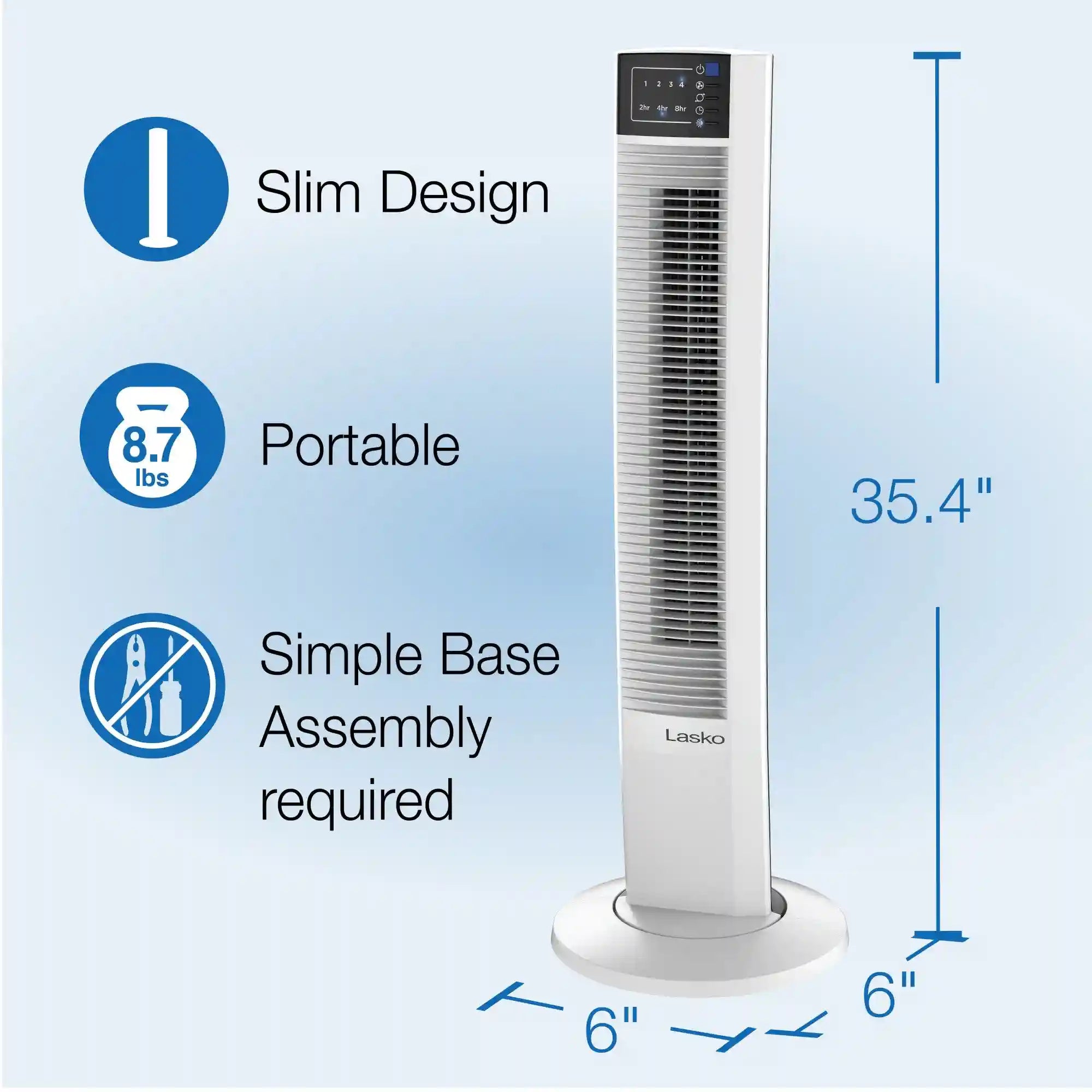 Lasko Wind Tower® 36" Tower Fan (4-speed, remote, timer, white)