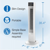 Lasko Wind Tower® 36" Tower Fan (4-speed, remote, timer, white)
