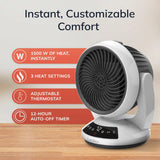 Lasko Whirlwind Heat™ Orbital Space Heater (3 heat settings, 3-speed, remote, timer. white)
