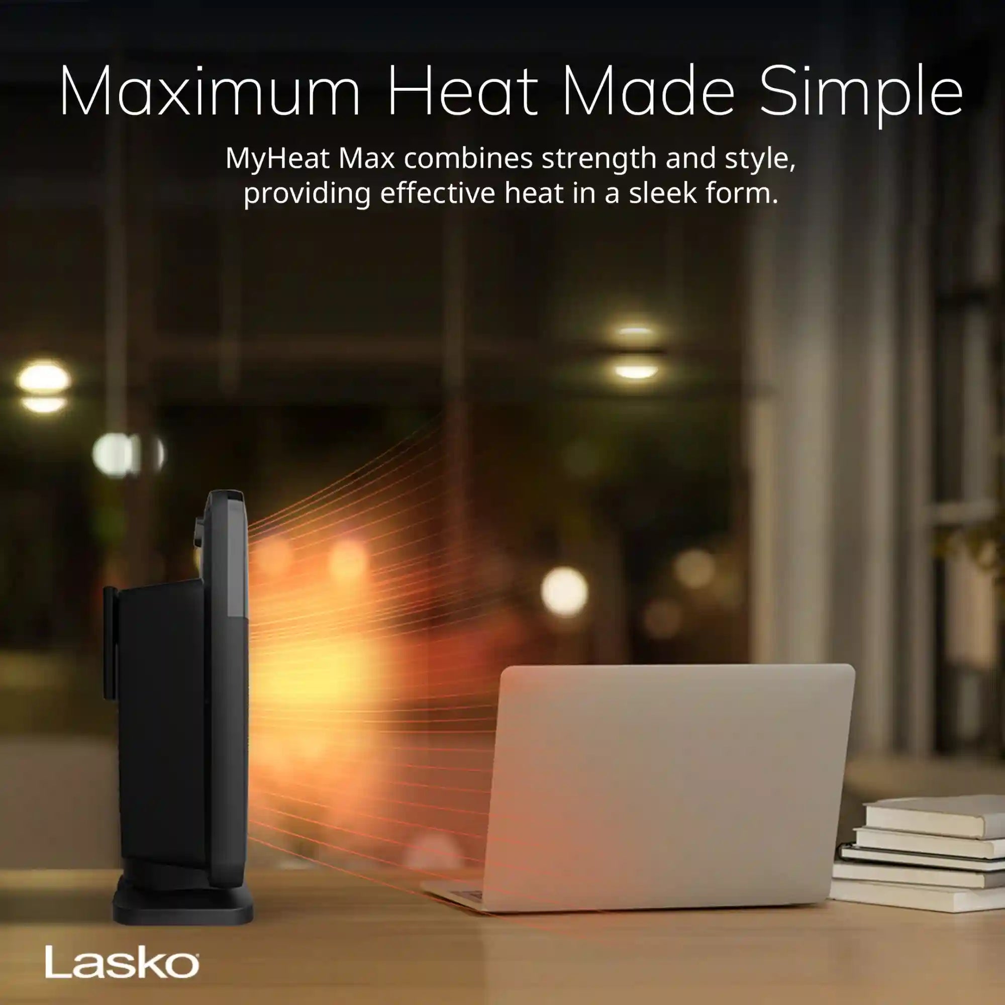 Lasko CD09101 MyHeat Max 9" Digital Ceramic Space Heater with Tip Switch, Black