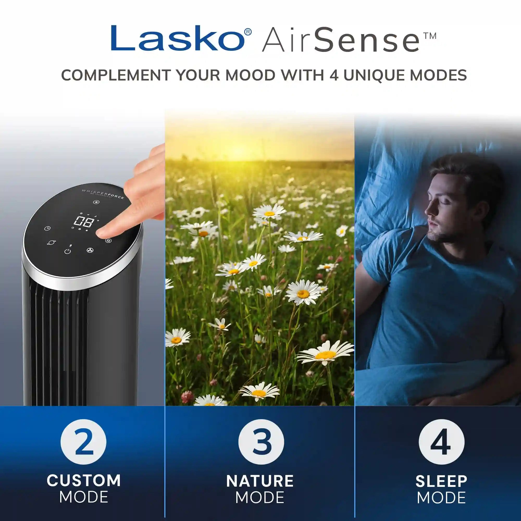 Lasko WhisperForce™ DC 42" Tower Fan (12-speed, remote, black/silver)