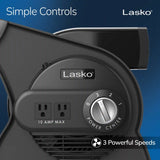 Lasko Pro Performance Pivoting High Velocity Utility Blower Fan with 3 Speeds, U15617, Black