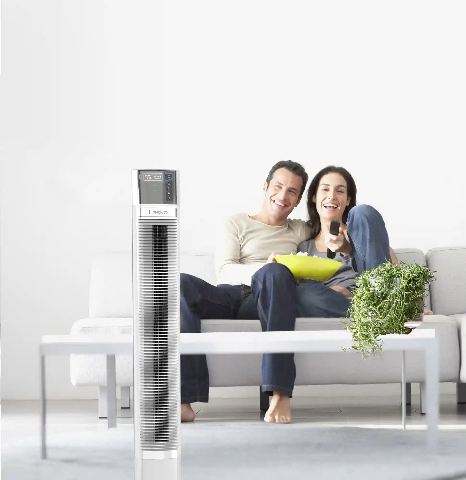Lasko Xtra Air 48" Tower Fan (4-speed, remote, timer, alexa enabled, white)