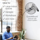 Lasko QuickMount® 20" High Velocity Floor & Wall Mount Fan (3-speed, manual, silver)