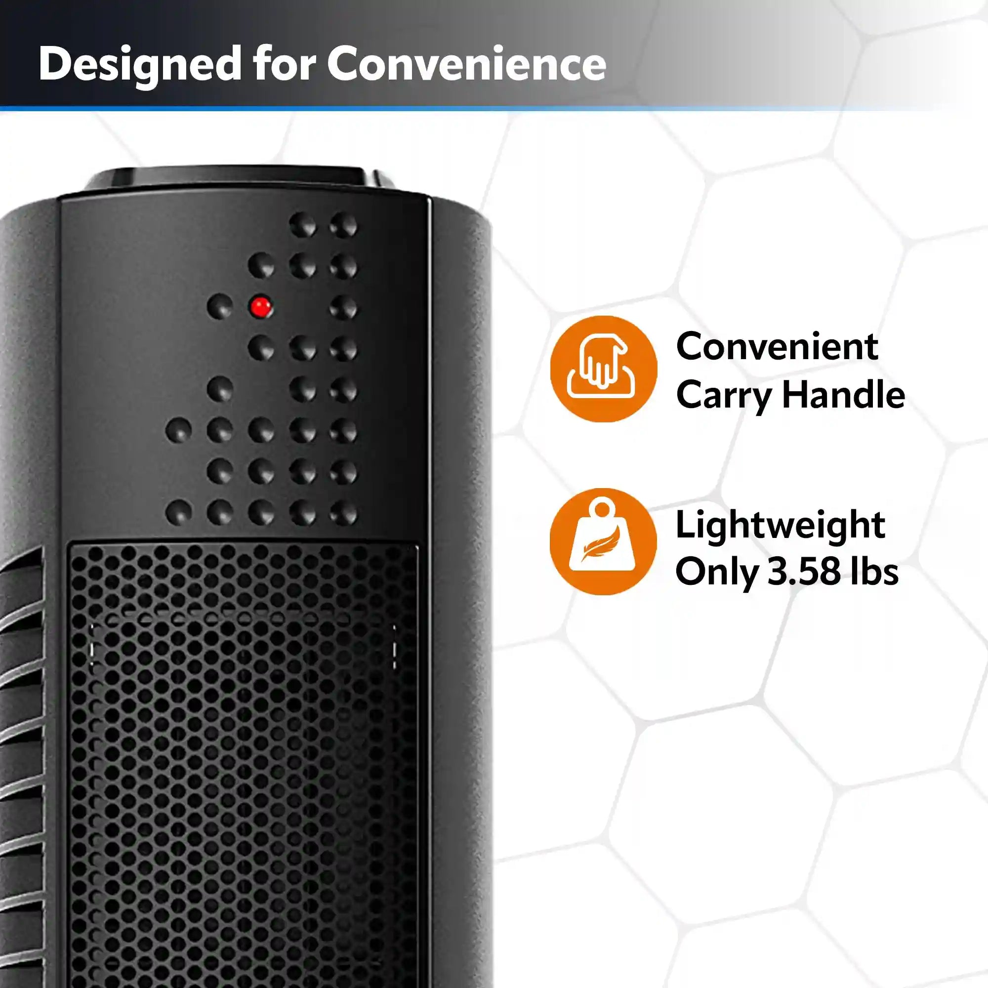 Lasko Oscillating Ultra Slim Electric Tower Space Heater with 2 Speeds, CT14101, Black