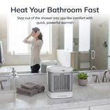 Lasko 8" Bathroom Ceramic Heater (2 heat settings, timer, ALCI saftey plug, white)