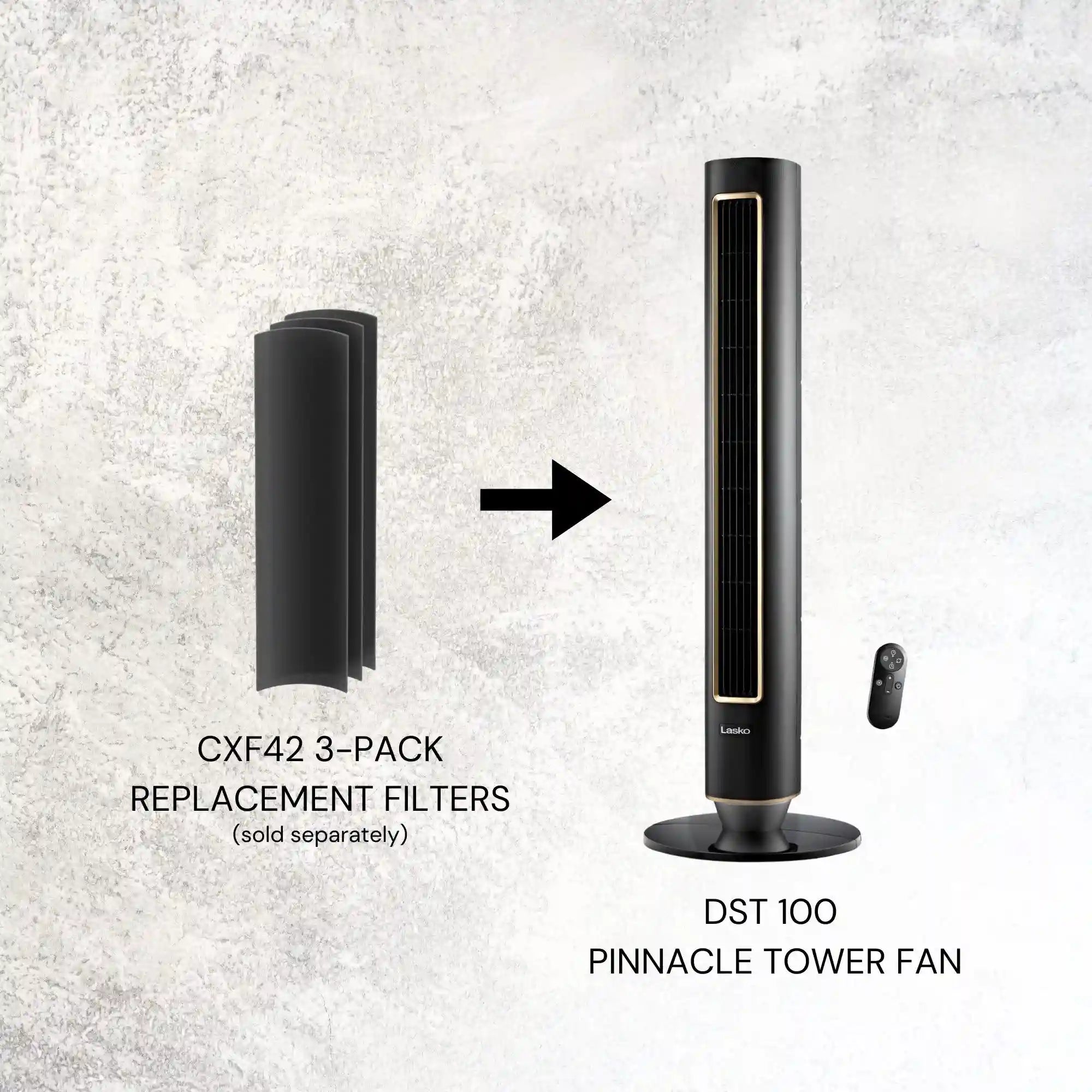 Lasko Summit Whisperforce™ DC 40" Tower Fan (12-speed, remote, black)