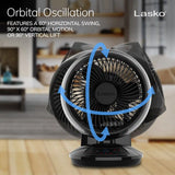 Lasko Whirlwind 7" Orbital Air Circulator Fan (3-speed, remote, black)