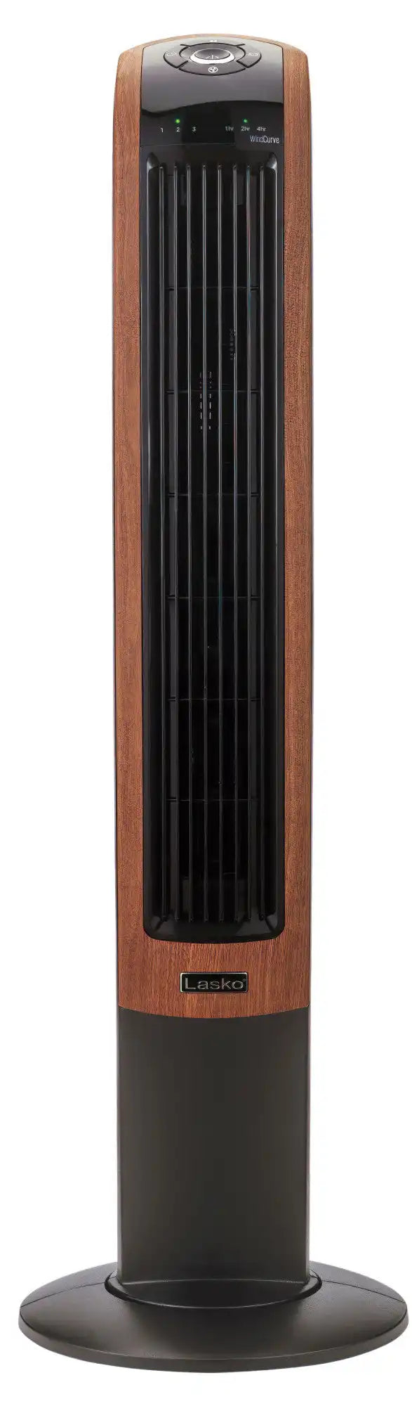 Lasko Wind Curve® 42" Tower Fan (3-speed, remote, timer, bluetooth, black/woodgrain)