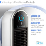 Lasko Aria™ 40" Tower (5-speed, remote, timer, white)