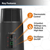 Lasko 1500W Full Circle Warmth Ceramic Tower Space Theater with Remote Control, CT24362, Black