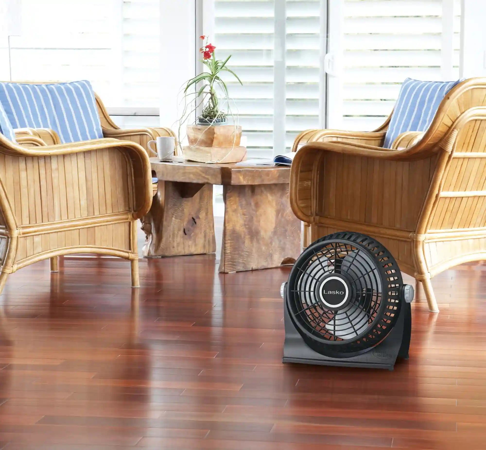 Lasko Breeze Machine® 10" Table Top Fan (2-speed, manual, 360° pivot, black)