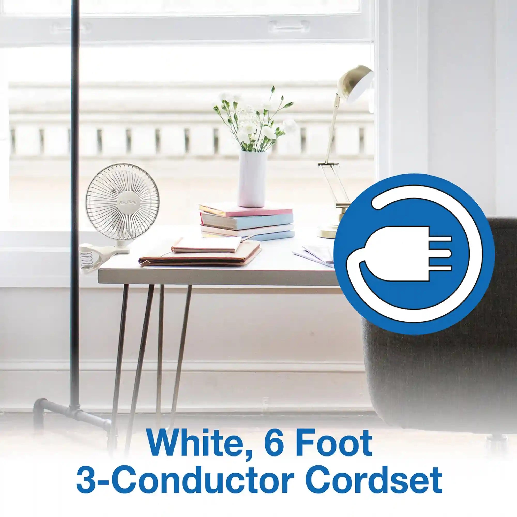 Air King 6" Clip-On Personal Fan (2-speed, manual, white)