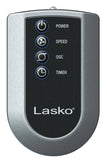 Lasko High Velocity 35" Tower Fan (3-speed, remote, timer, silver/black)