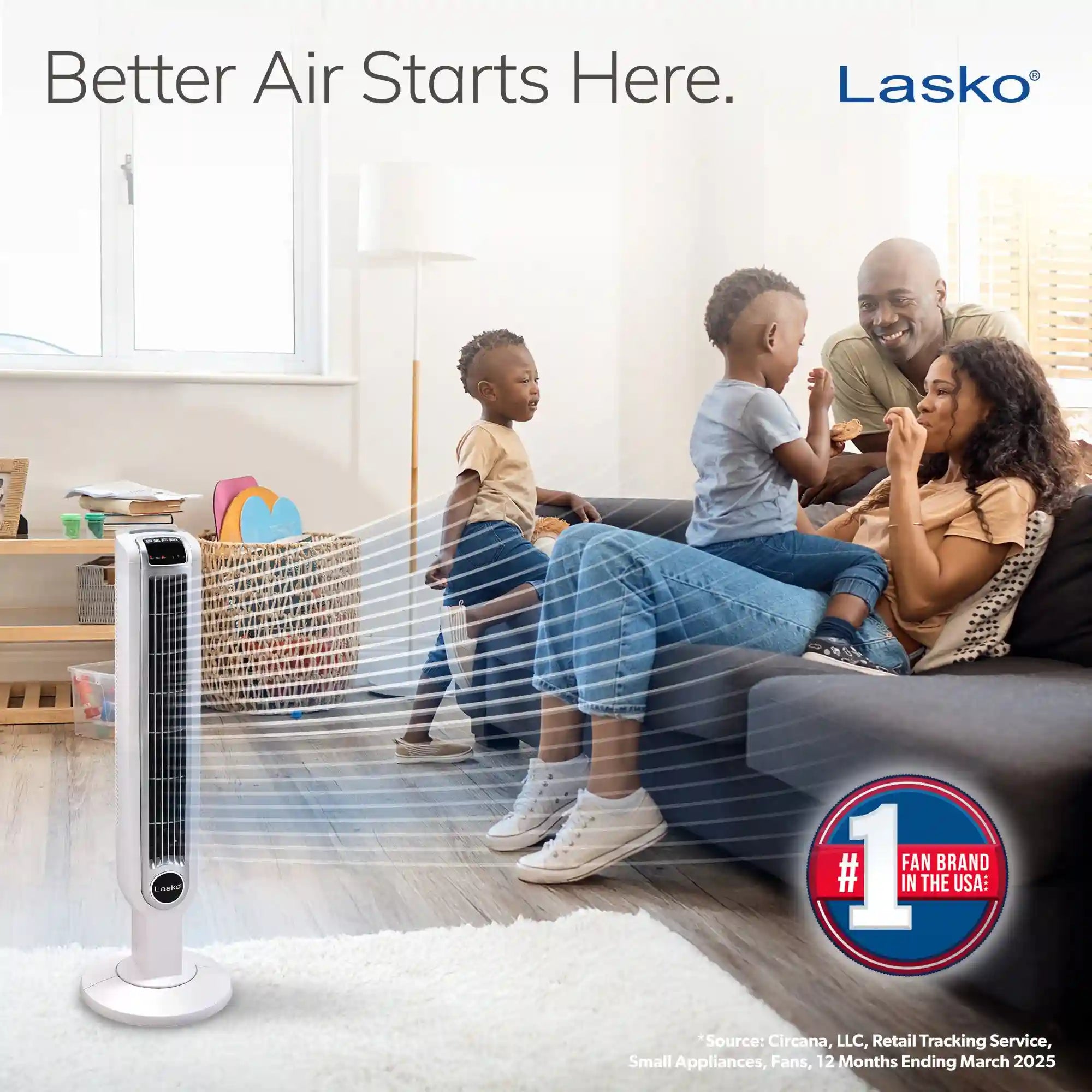 Lasko 36" Tower Fan (3-speed, remote, timer, 60° oscillation, white)