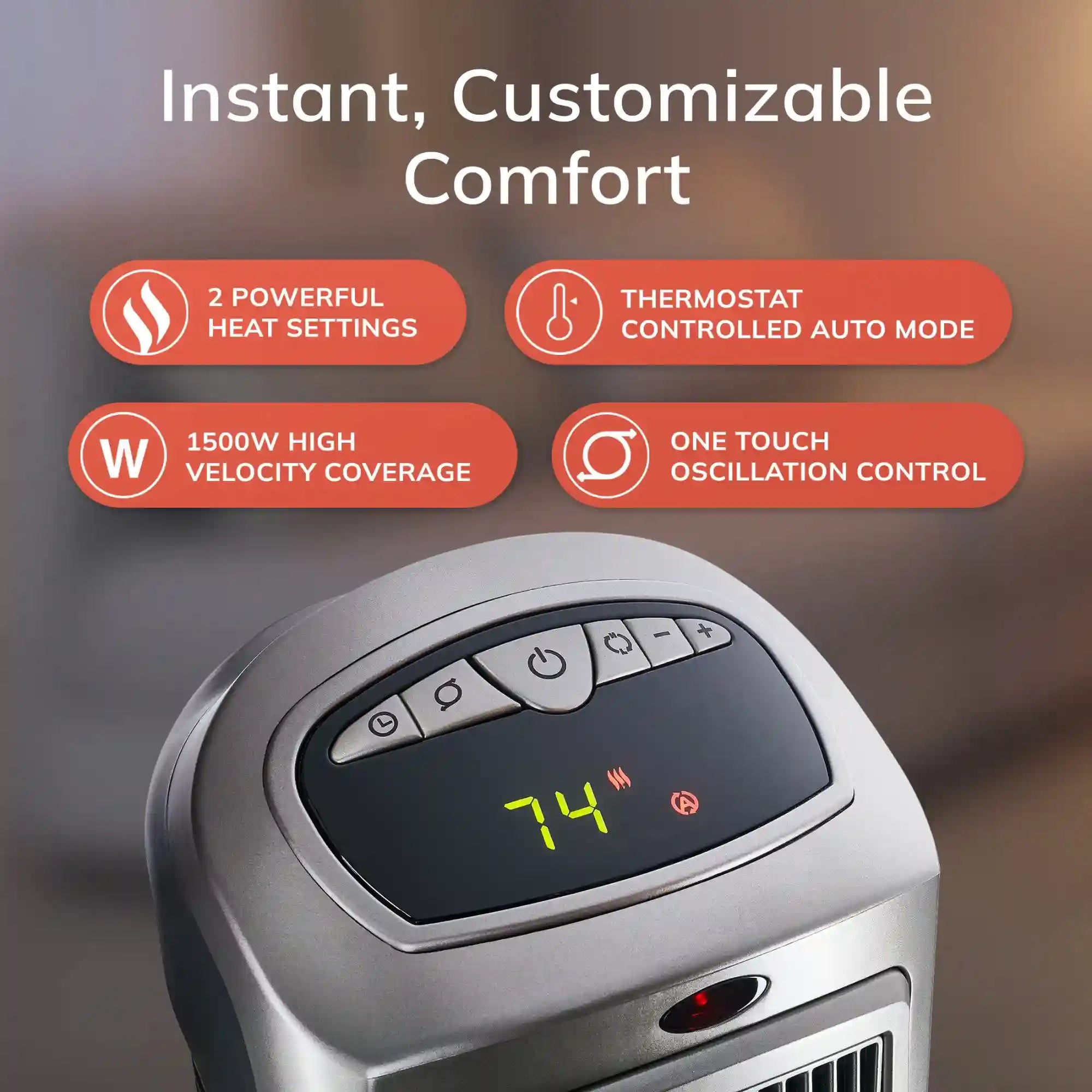 Lasko 1500W Digital Ceramic Space Heater with Remote, 755320, Silver