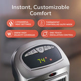 Lasko 1500W Digital Ceramic Space Heater with Remote, 755320, Silver