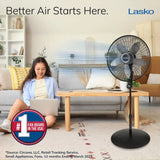 Lasko 20" Pedestal Fan (4-speed, remote, timer, black)