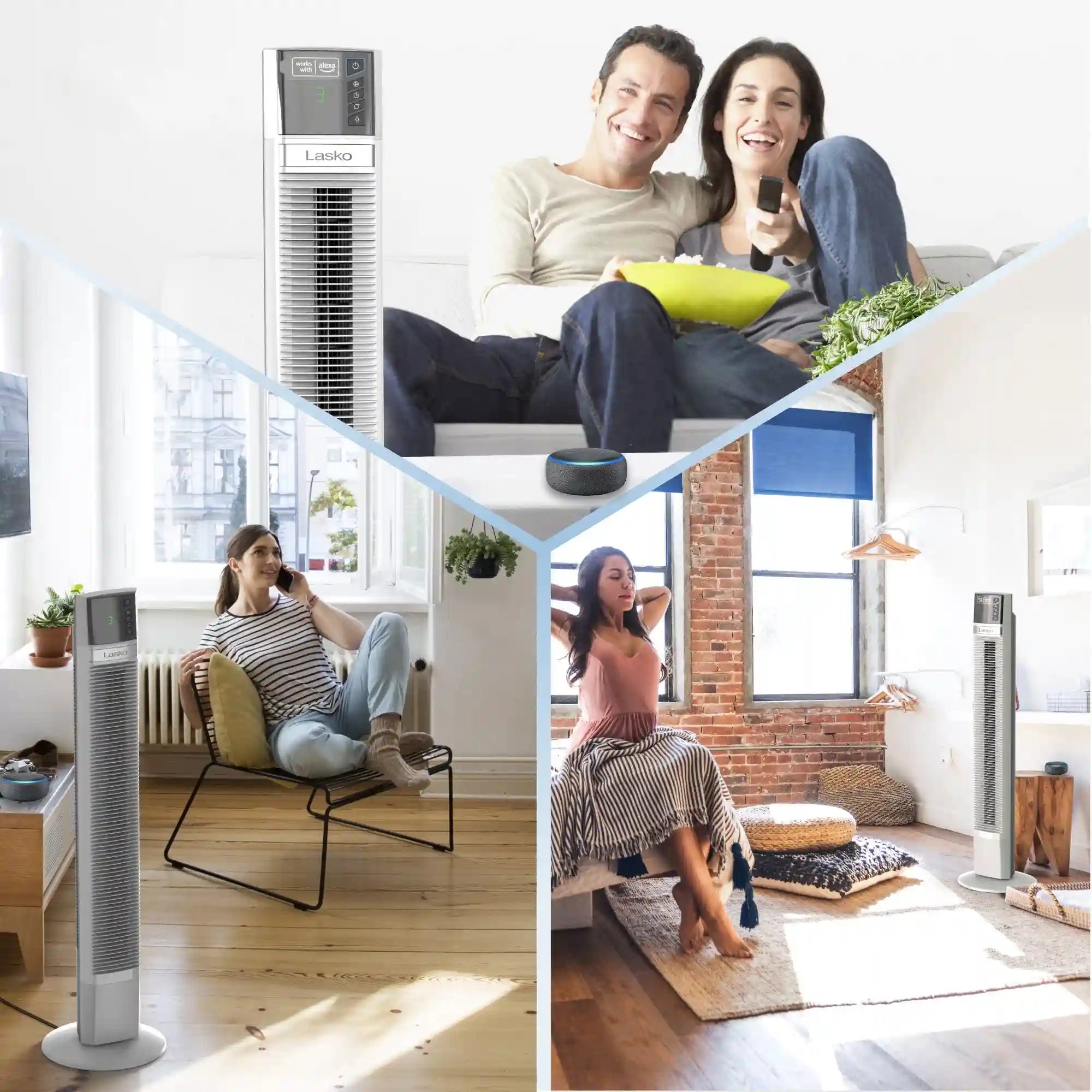 Lasko Xtra Air 48" Tower Fan (4-speed, remote, timer, alexa enabled, white)