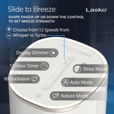 Lasko WhisperForce™ DC 40" Tower Fan (12-speed, remote, timer, air filtration, white/black)