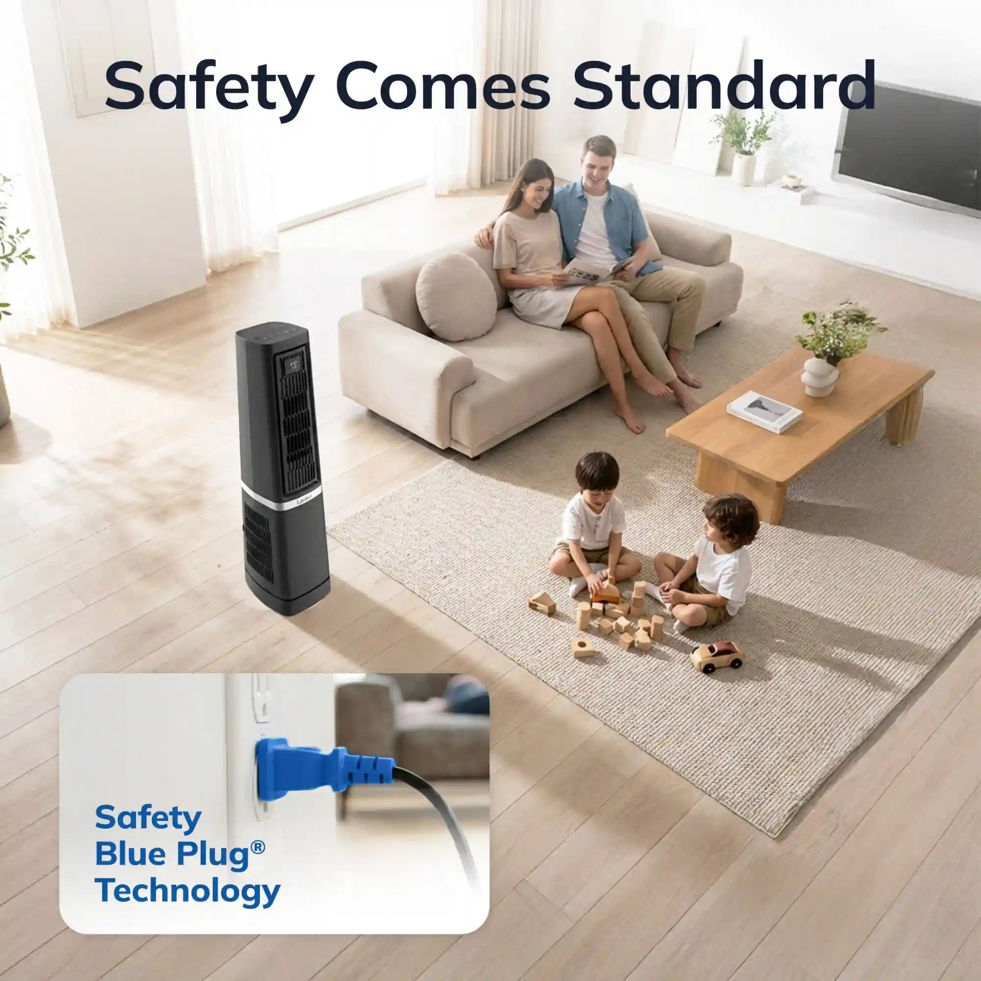 Lasko High Velocity WhisperForce™ DC 35" Tower Fan (12-speed, remote, timer, 90° oscillation, black)