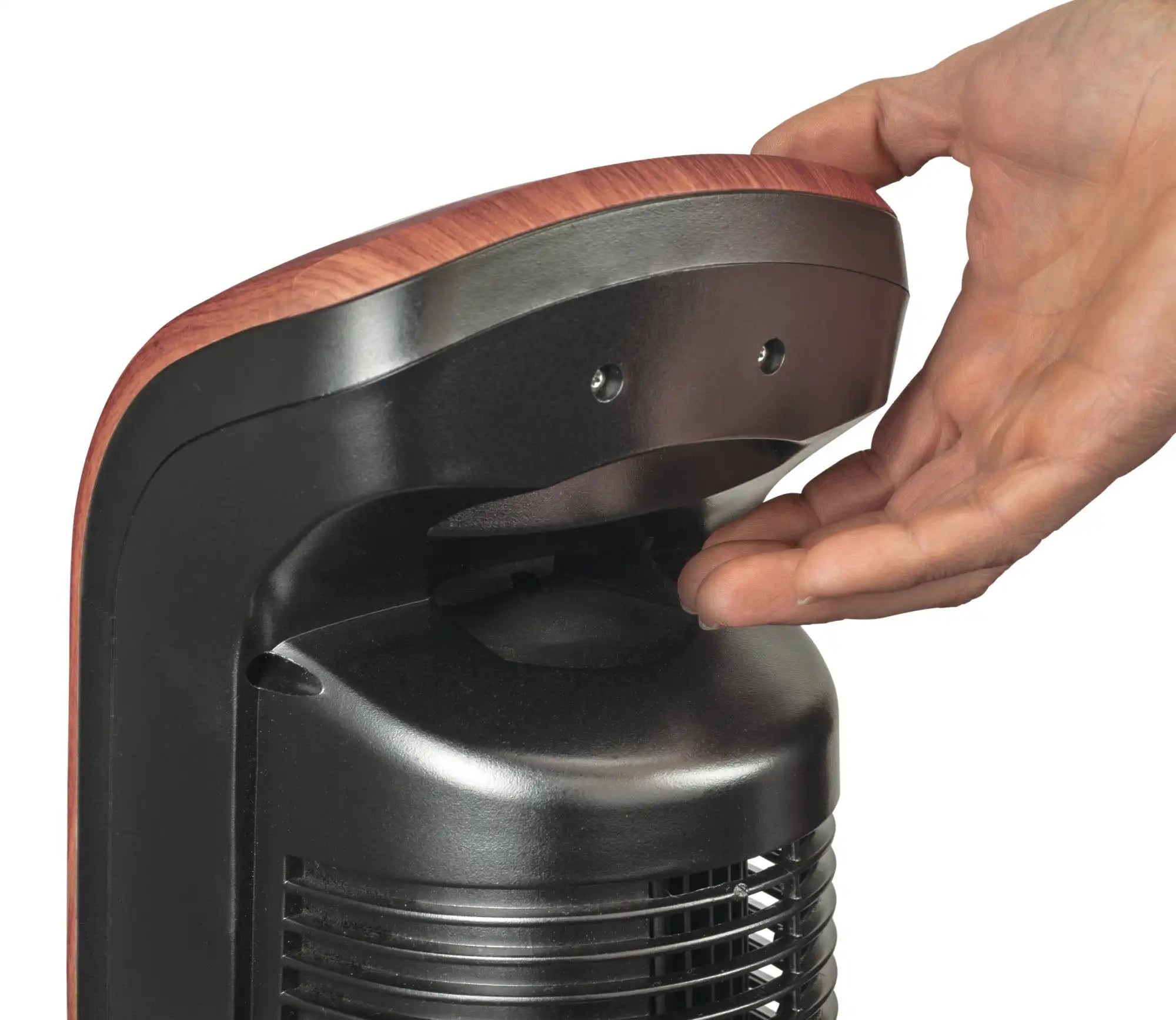 Lasko Wind Curve® 42" Tower Fan (3-speed, remote, timer, bluetooth, black/woodgrain)
