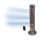 Lasko Wind Curve® 42" Tower Fan (3-speed, remote, timer, gray/woodgrain)