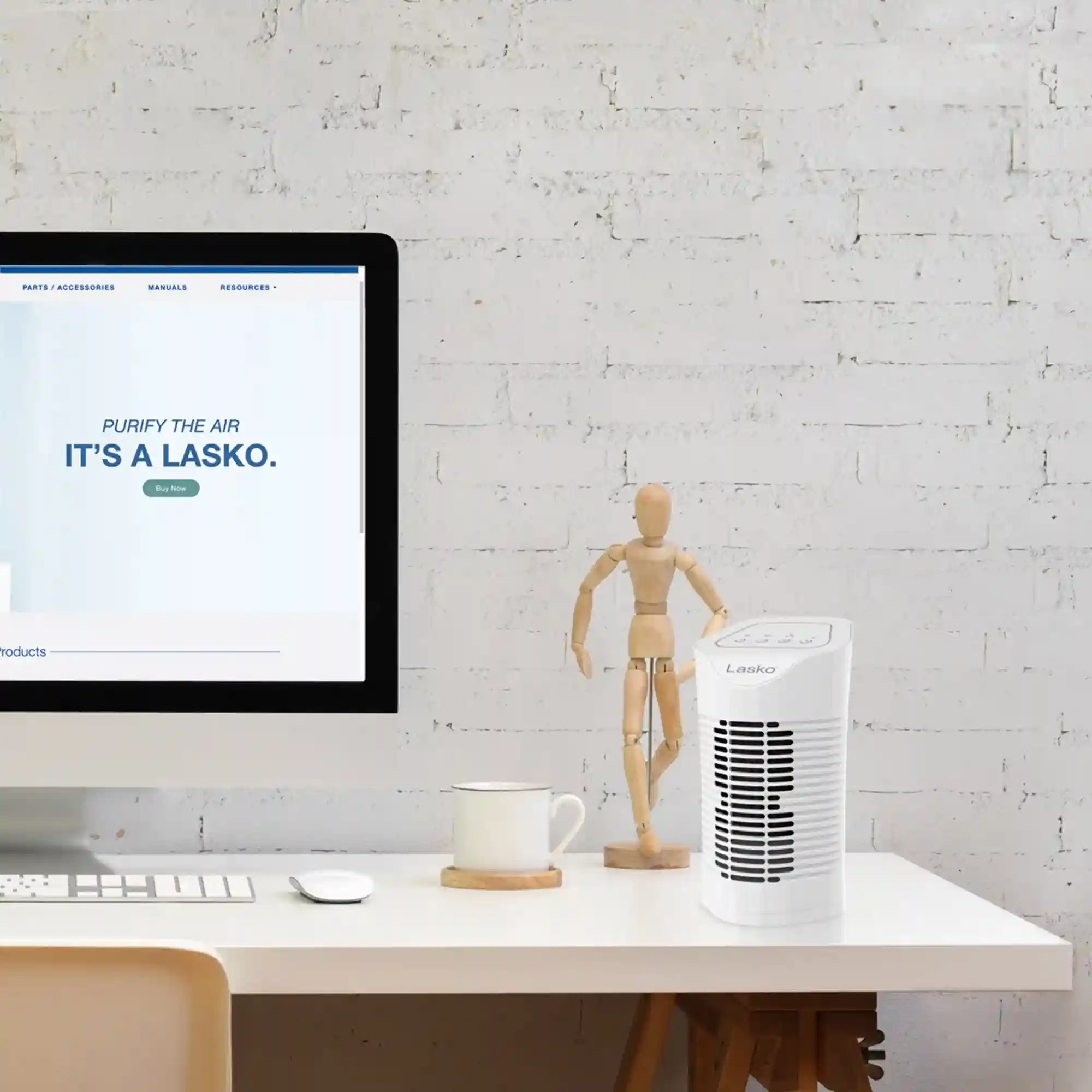 Lasko HF11200 HEPA 11" Table Top Air Purifier (3-speed 3-stage filtration, white)